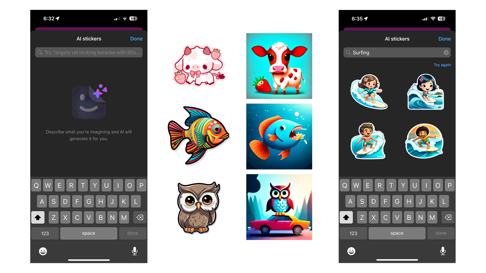 App screens and sticker designs